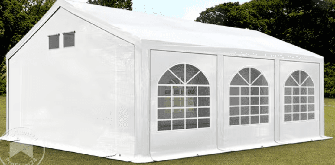 Partytent 4x6 m, PE 550, met Grondframe, wit
