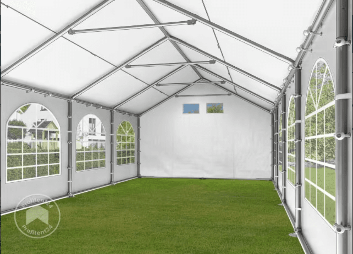 Partytent 4x6 m, PE 550, met Grondframe, wit 3